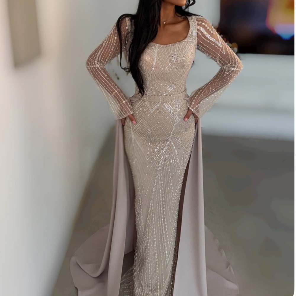 Elegant Cream Evening Gown